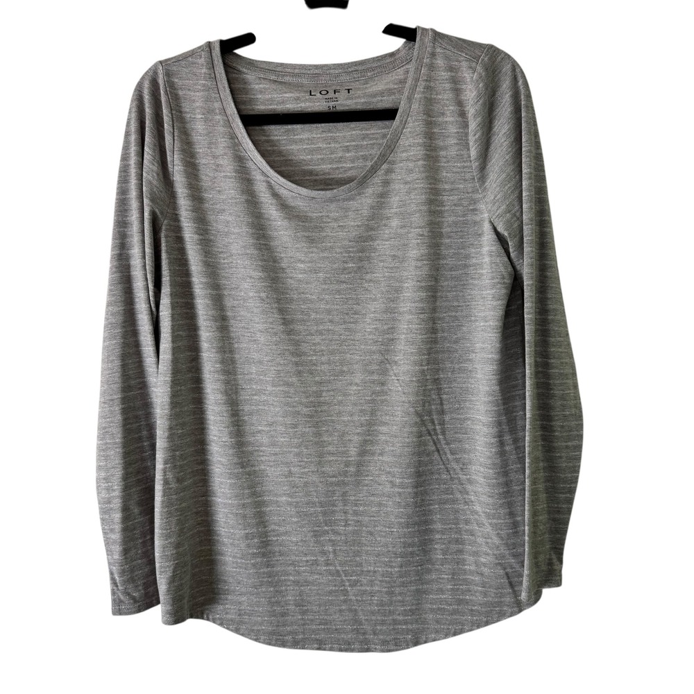 LOFT Gray‎ Long Sleeve Top Sparkle Casual Everyday Shirt Size Small
